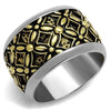 WildKlass Stainless Steel Ring Two-Tone IP Gold Men Epoxy Jet-WildKlass Jewelry
