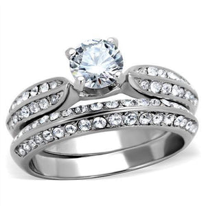 WildKlass Stainless Steel Ring High Polished (no Plating) Women AAA Grade CZ Clear-WildKlass Jewelry