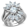 WildKlass Stainless Steel Ring High Polished (no Plating) Women Grade Six CZ Clear-WildKlass Jewelry
