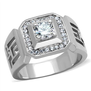 WildKlass Stainless Steel Ring High Polished (no Plating) Men AAA Grade CZ Clear-WildKlass Jewelry