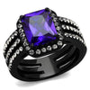 WildKlass Stainless Steel Ring IP Women AAA Grade CZ Tanzanite-WildKlass Jewelry