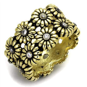 WildKlass Stainless Steel Ring IP Gold Women AAA Grade CZ Clear-WildKlass Jewelry
