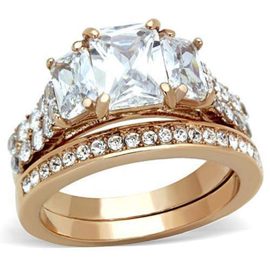 WildKlass Stainless Steel Ring IP Rose Gold Elegant Women AAA Grade CZ Clear-WildKlass Jewelry