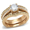 WildKlass Stainless Steel Ring IP Rose Gold Women AAA Grade CZ Clear-WildKlass Jewelry