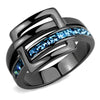 WildKlass Stainless Steel Ring IP Light Black (IP Gun) Women Top Grade Crystal Sea Blue-WildKlass Jewelry