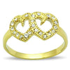 WildKlass Stainless Steel Heart Ring IP Gold Women Top Grade Crystal Clear-WildKlass Jewelry