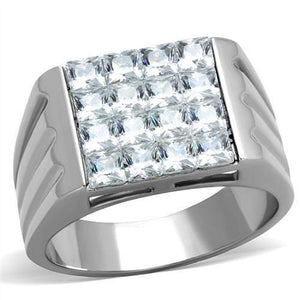 WildKlass Stainless Steel Ring High Polished (no Plating) Men AAA Grade CZ Clear-WildKlass Jewelry