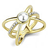 WildKlass Stainless Steel Ring IP Gold Women Synthetic White-WildKlass Jewelry