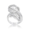 WildKlass 0.4ct CZ Rhodium Plated Leaf Wrap Ring-WildKlass Jewelry
