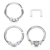 WILDKLASS 3 Pcs Value Pack Assorted Half Circle Bendable Nose Septum and Ear Cartilage Hoops with Free Clear Retainer-WildKlass Jewelry