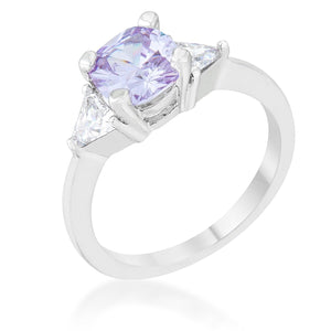 WildKlass 1.8ct Lavender CZ Rhodium Plated Cushion Classic Statement Ring-WildKlass Jewelry