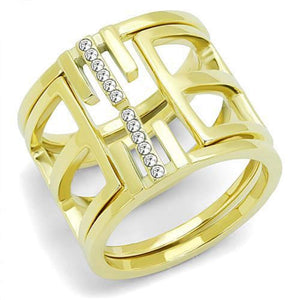 WildKlass Stainless Steel Ring IP Gold Women Top Grade Crystal Clear-WildKlass Jewelry