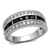 WildKlass Stainless Steel Ring High Polished Women AAA Grade CZ Black Diamond-WildKlass Jewelry