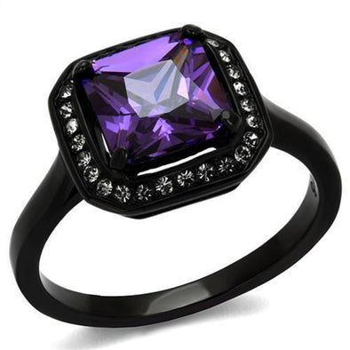 WildKlass Stainless Steel Ring IP Women AAA Grade CZ Amethyst-WildKlass Jewelry