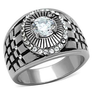 WildKlass Stainless Steel Ring High Polished (no Plating) Men AAA Grade CZ Clear-WildKlass Jewelry
