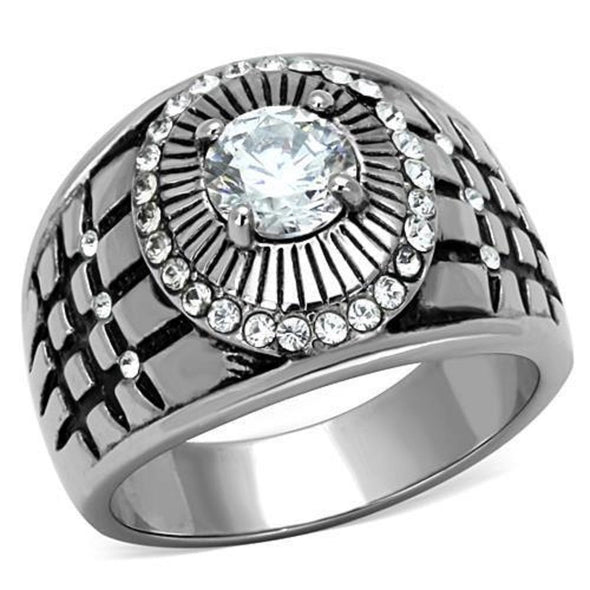 WildKlass Stainless Steel Ring High Polished (no Plating) Men AAA Grade CZ Clear-WildKlass Jewelry