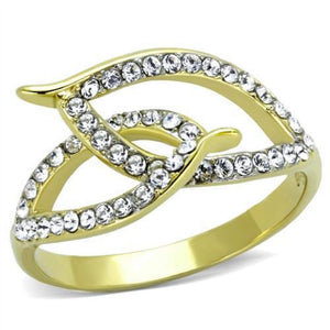 WildKlass Stainless Steel Ring Two-Tone IP Gold Women Top Grade Crystal Clear-WildKlass Jewelry