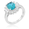 WildKlass 3ct Aqua CZ Rhodium Plated Classic Ring-WildKlass Jewelry