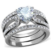 WildKlass Stainless Steel Ring High Polished (no Plating) Women AAA Grade CZ Clear-WildKlass Jewelry