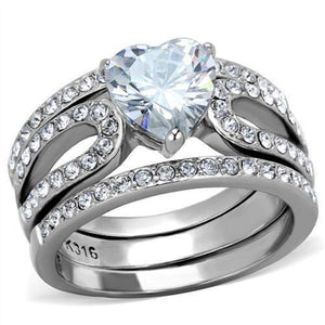 WildKlass Stainless Steel Ring High Polished (no Plating) Women AAA Grade CZ Clear-WildKlass Jewelry