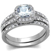 WildKlass Stainless Steel Ring High Polished Women AAA Grade CZ Clear-WildKlass Jewelry