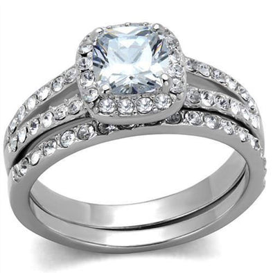 WildKlass Stainless Steel Ring High Polished Women AAA Grade CZ Clear-WildKlass Jewelry