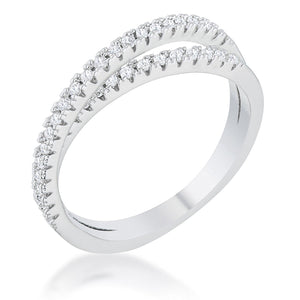 WildKlass 0.4ct CZ Rhodium Plated Intertwined Simple Ring-WildKlass Jewelry