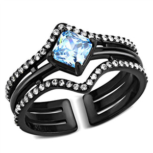 WildKlass Stainless Steel Ring IP Women AAA Grade CZ Sea Blue-WildKlass Jewelry