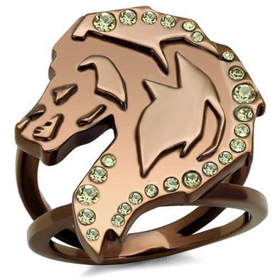 WildKlass Stainless Steel Ring IP Coffee Light Women Top Grade Crystal Citrine Yellow-WildKlass Jewelry