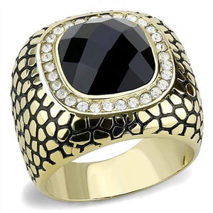 WildKlass Stainless Steel Ring IP GoldMen Synthetic Jet-WildKlass Jewelry