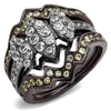 WildKlass Stainless Steel Ring IP Light Black (IP Gun) & IP Dark Brown (IP Coffee) Women AAA Grade CZ Clear-WildKlass Jewelry