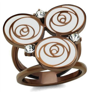 WildKlass Stainless Steel Ring IP Coffee Light Women Top Grade Crystal Clear-WildKlass Jewelry