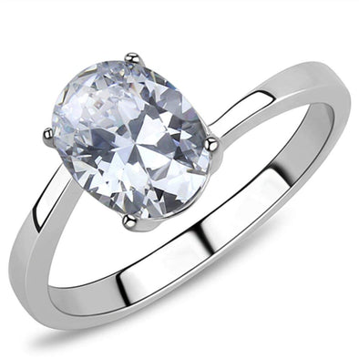 WildKlass Stainless Steel Ring High Polished Women AAA Grade CZ Clear-WildKlass Jewelry