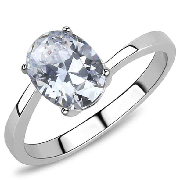 WildKlass Stainless Steel Ring High Polished Women AAA Grade CZ Clear-WildKlass Jewelry