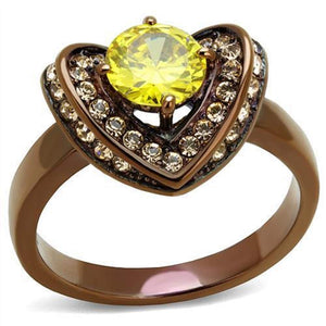 WildKlass Stainless Steel Ring IP Coffee Light Women AAA Grade CZ Topaz-WildKlass Jewelry