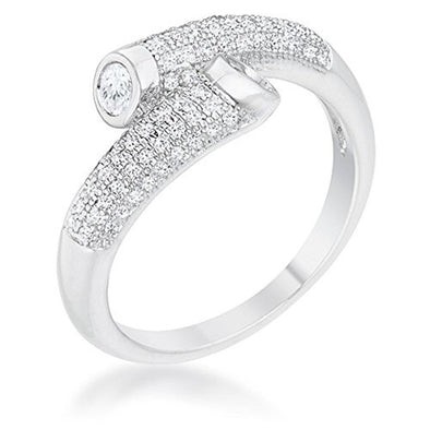 WildKlass 0.62ct CZ Rhodium Plated Contemporary Wrap Ring-WildKlass Jewelry