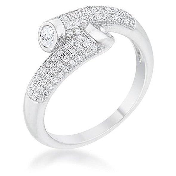 WildKlass 0.62ct CZ Rhodium Plated Contemporary Wrap Ring-WildKlass Jewelry