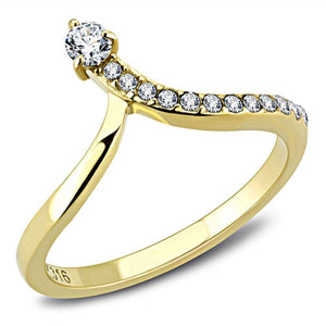 WildKlass Stainless Steel Ring IP Gold Women AAA Grade CZ Clear-WildKlass Jewelry