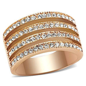 WildKlass Stainless Steel Pave Ring IP Rose Gold Women AAA Grade CZ Clear-WildKlass Jewelry