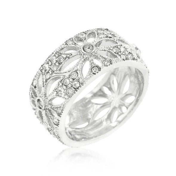 WildKlass Crystal Floral Filigree Band-WildKlass Jewelry