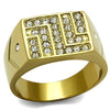 WildKlass Stainless Steel Ring IP GoldMen Top Grade Crystal Clear-WildKlass Jewelry
