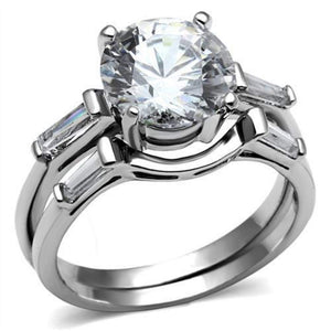 WildKlass Stainless Steel Ring High Polished Women AAA Grade CZ Clear-WildKlass Jewelry