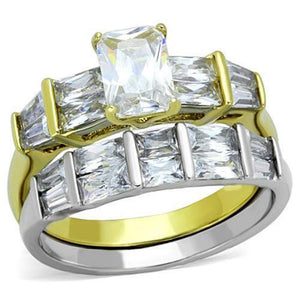 WildKlass Stainless Steel Ring Two-Tone IP Gold Women AAA Elegant Grade CZ Clear-WildKlass Jewelry
