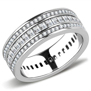WildKlass Stainless Steel Ring High Polished Women AAA Grade CZ Clear-WildKlass Jewelry