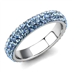 WildKlass Stainless Steel Ring High Polished Women Top Grade Crystal Sea Blue-WildKlass Jewelry
