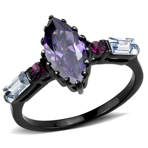 WildKlass Stainless Steel Ring IP Women AAA Grade CZ Amethyst-WildKlass Jewelry