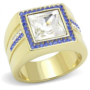 WildKlass Stainless Steel Ring IP GoldMen Top Grade Crystal Clear-WildKlass Jewelry