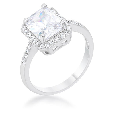 WildKlass 2.95ct CZ Rhodium Plated Classic Ring-WildKlass Jewelry