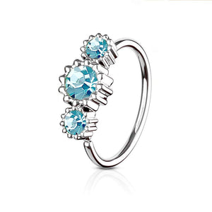 3 Round CZ Set 316L Surgical Steel WildKlass Hoop Ring for Nose & Ear Cartilage-WildKlass Jewelry