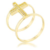 WildKlass 0.08ct CZ 14k Gold Plated Contemporary Cross Ring-WildKlass Jewelry